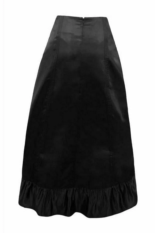 Daisy Corsets Black Satin Hi Low Ruched Ruffle Skirt