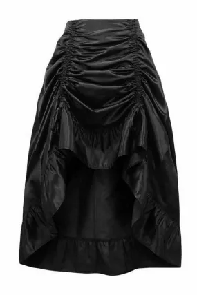 Daisy Corsets Black Satin Hi Low Ruched Ruffle Skirt