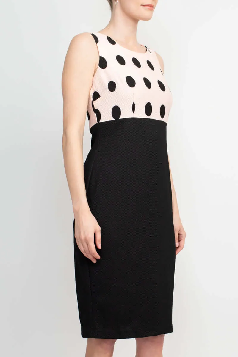 Danny & Nicole Boat Neck Sleeveless Zipper Back Polka Dot Print PK Jacket Dress