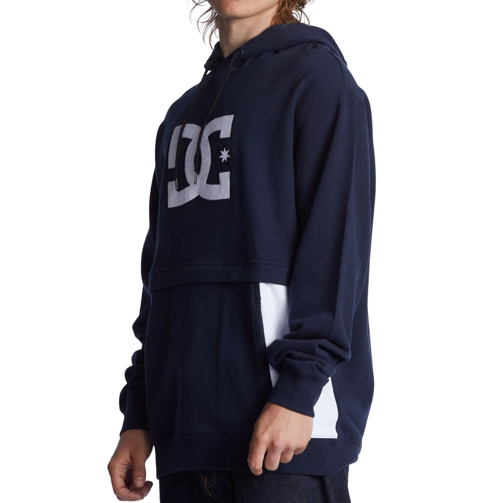 DC Shoes Mens Bandwidth Pullover Hooded Sweatshirt Hoodie - Navy Blazer