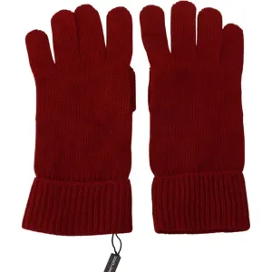 Dolce & Gabbana Elegant Red Cashmere Winter Gloves