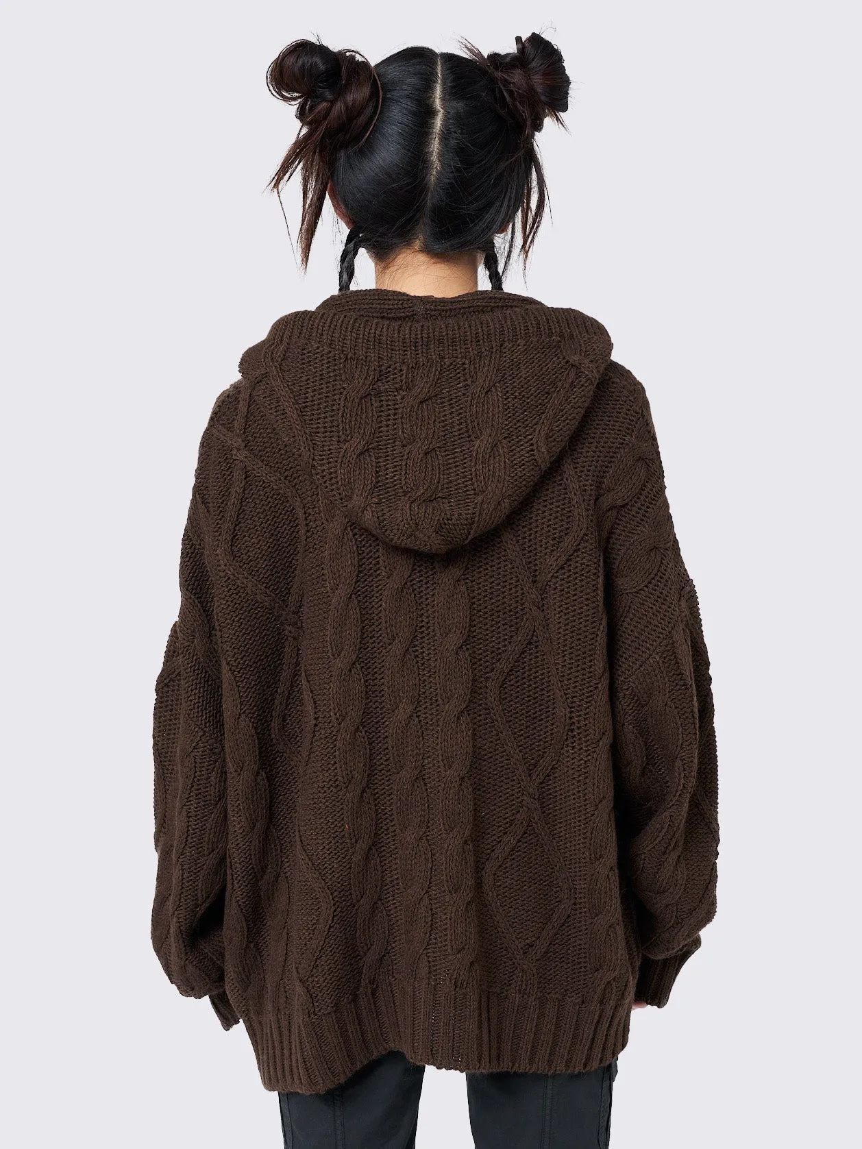 Eli Brown Zip Up Cable Knit Cardigan