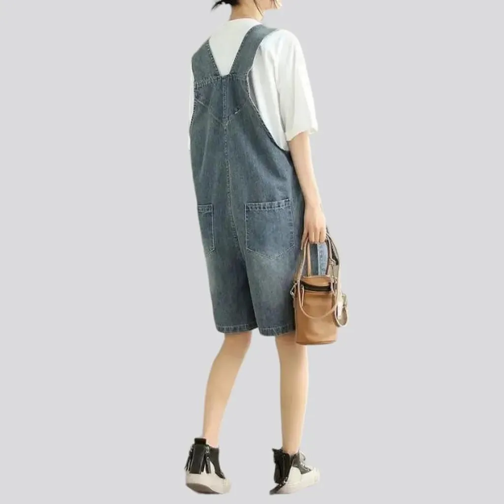 Fashion jean overall shorts for ladies