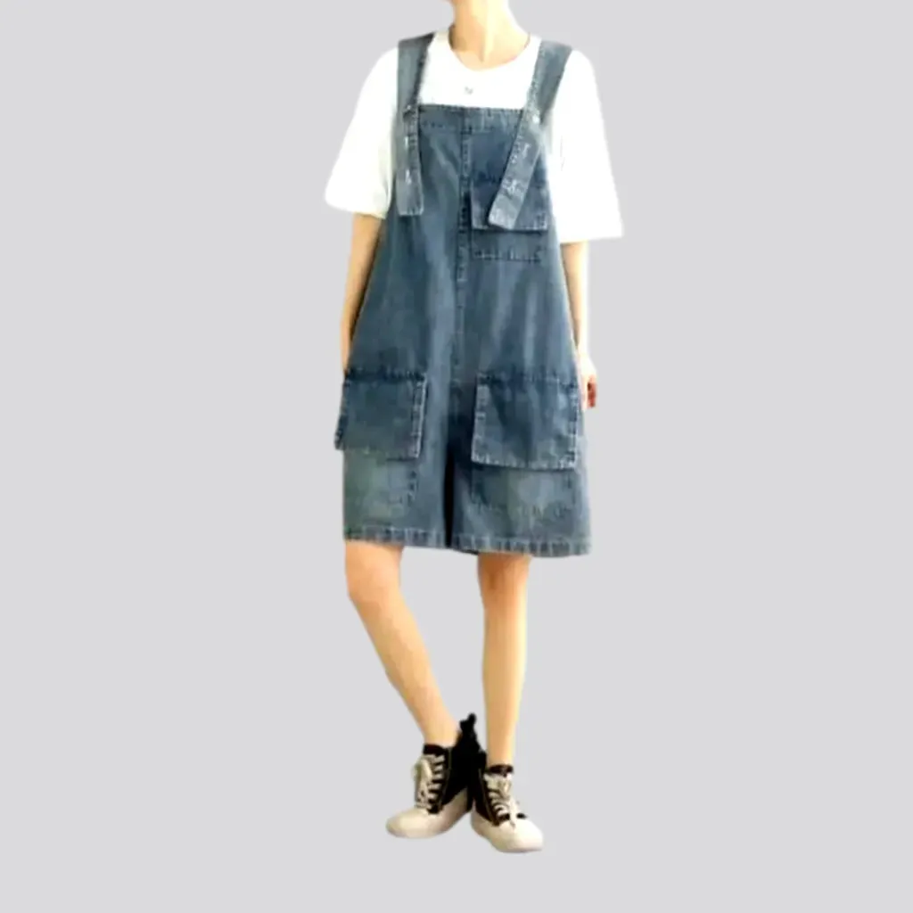 Fashion jean overall shorts for ladies