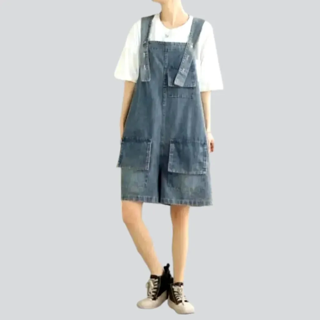 Fashion jean overall shorts for ladies