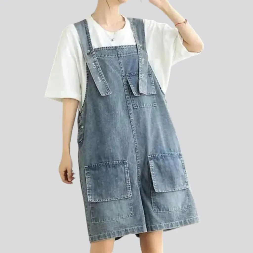 Fashion jean overall shorts for ladies