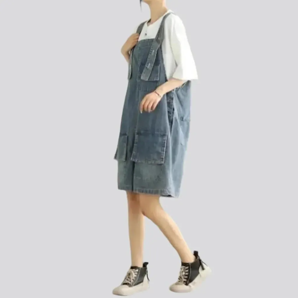 Fashion jean overall shorts for ladies