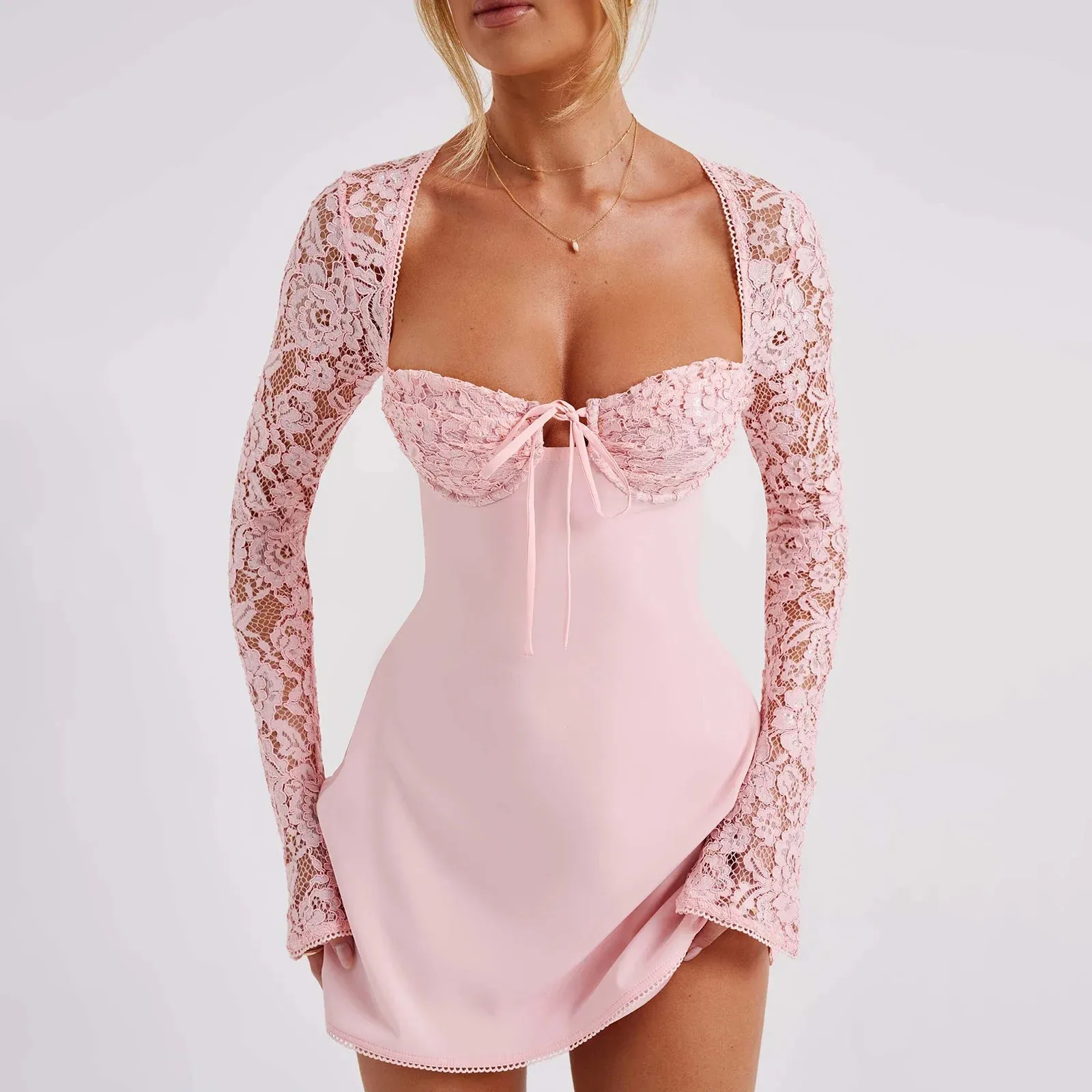 Floral Lace Corset A-Line Dress for Women's Cocktail Club