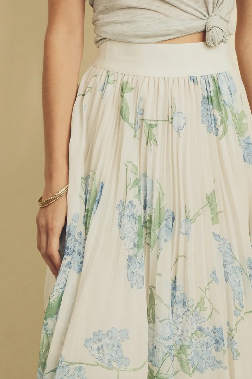 Floral Pleated Midi Skirt