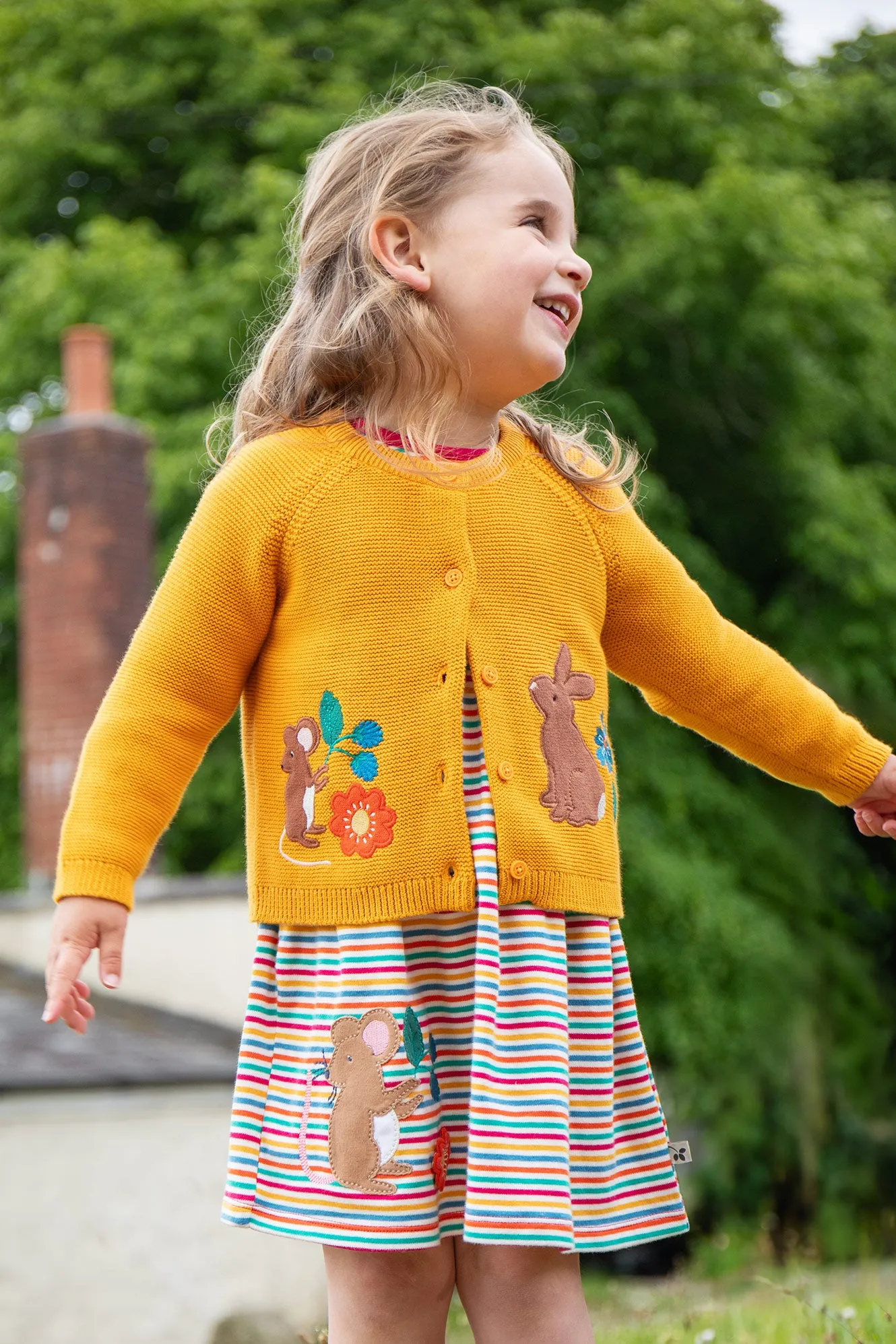 Frugi Baby Girls Mustard Colby Cardigan