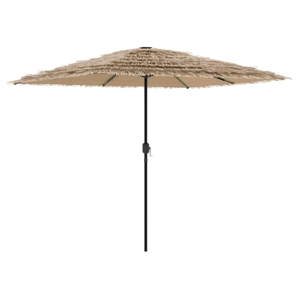 Garden Parasol with LEDs and Steel Pole Brown 248x248x248 cm