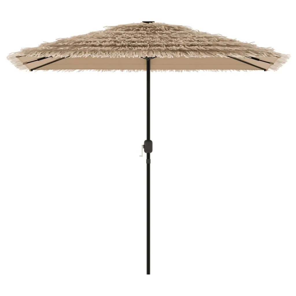 Garden Parasol with LEDs and Steel Pole Brown 248x248x248 cm