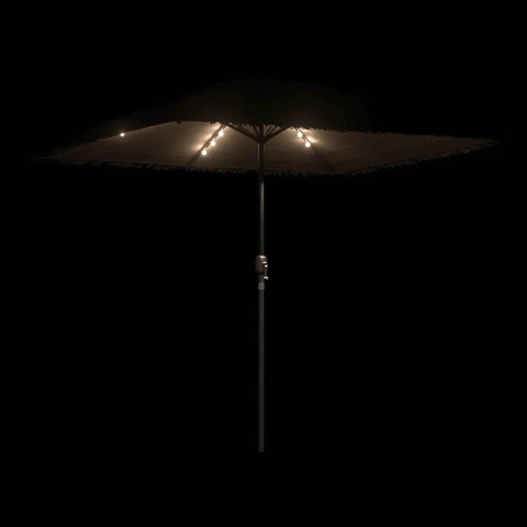 Garden Parasol with LEDs and Steel Pole Brown 248x248x248 cm