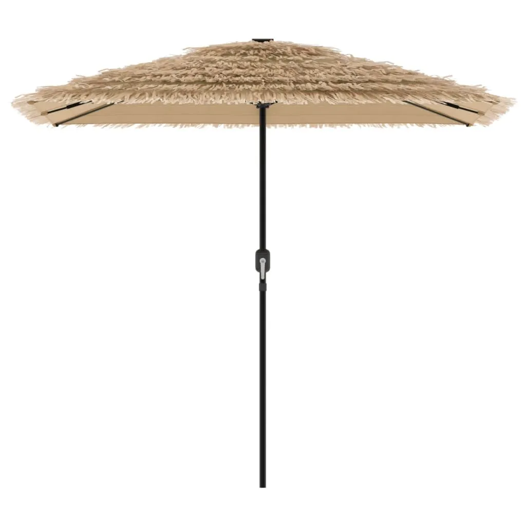 Garden Parasol with LEDs and Steel Pole Brown 248x248x248 cm