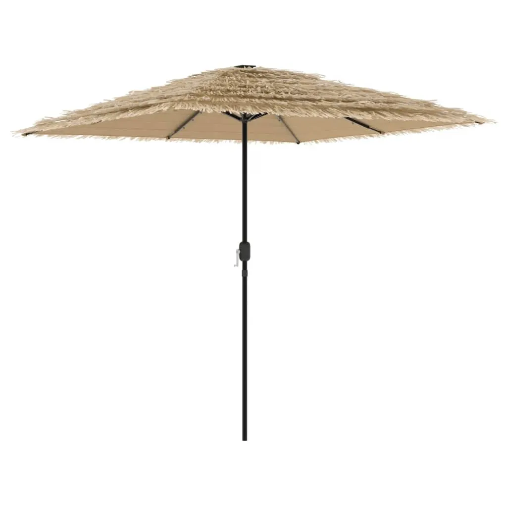 Garden Parasol with LEDs and Steel Pole Brown 248x248x248 cm