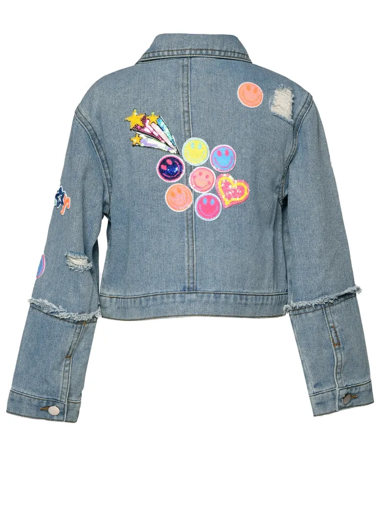 GBY Vintage Jean Jacket with Sequin Patches