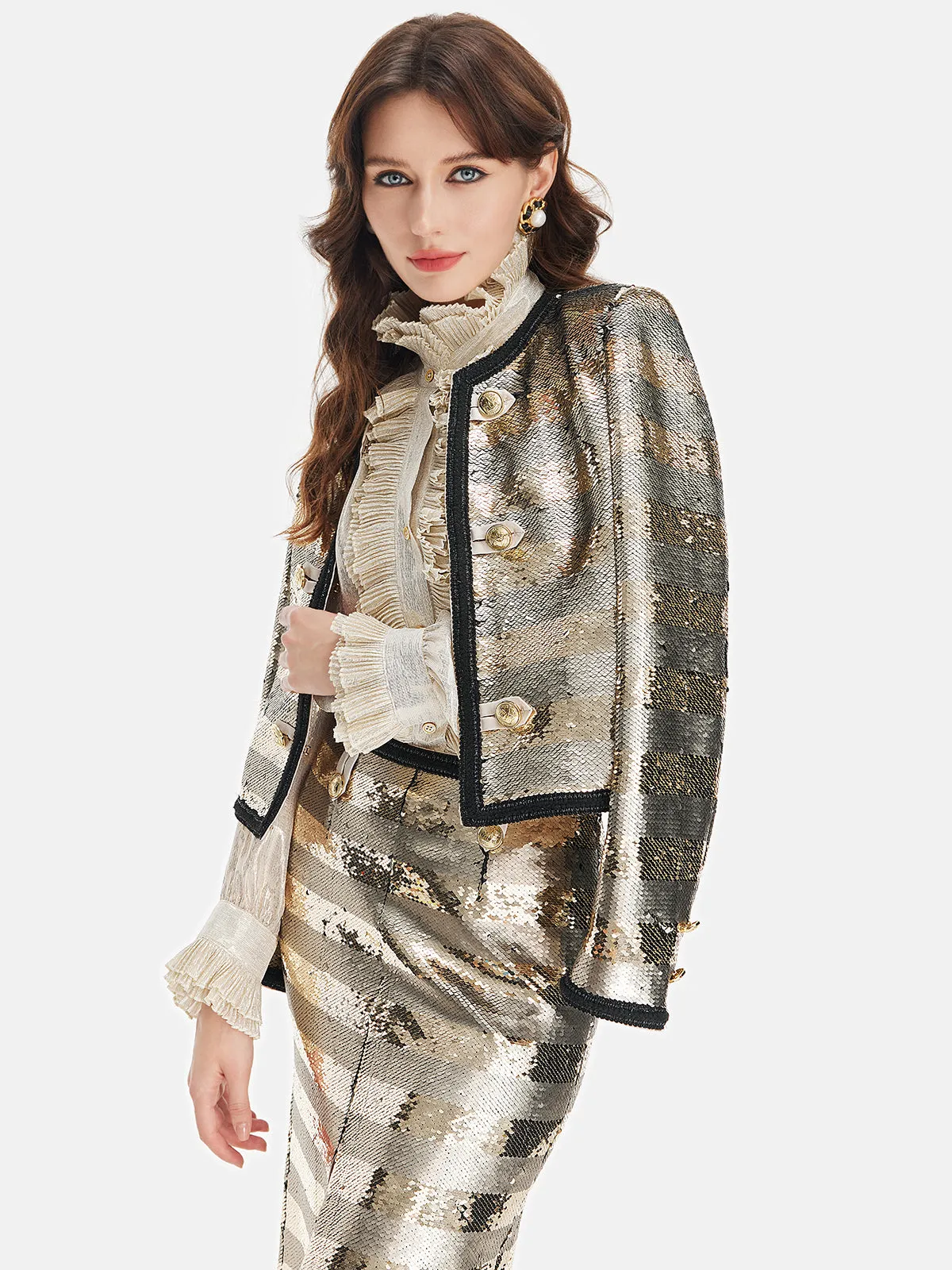 Gilded Sequin Striped Jacket