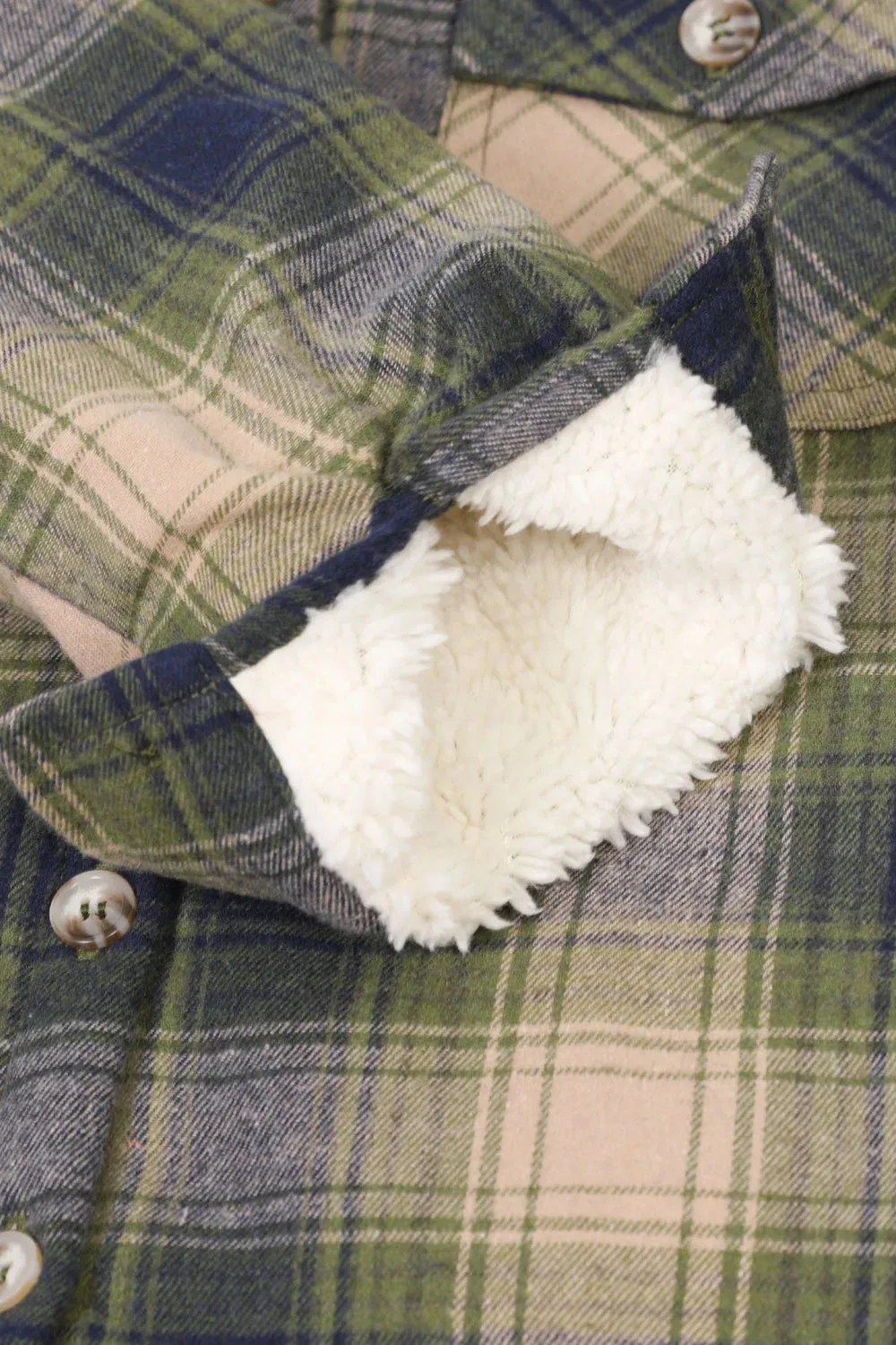 Girls Hooded Plaid Flannel Shirt Jacket,Sherpa Lined