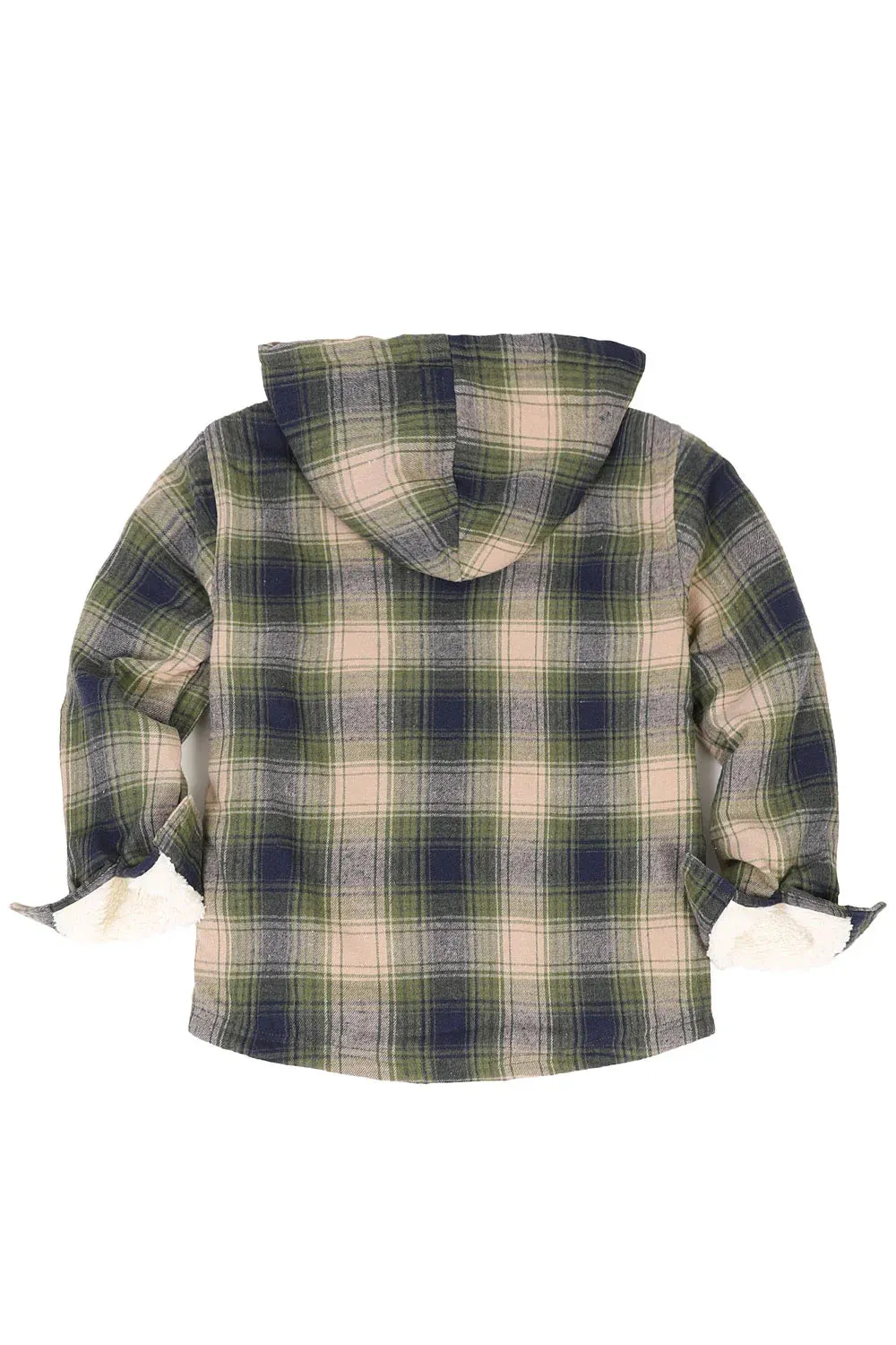 Girls Hooded Plaid Flannel Shirt Jacket,Sherpa Lined