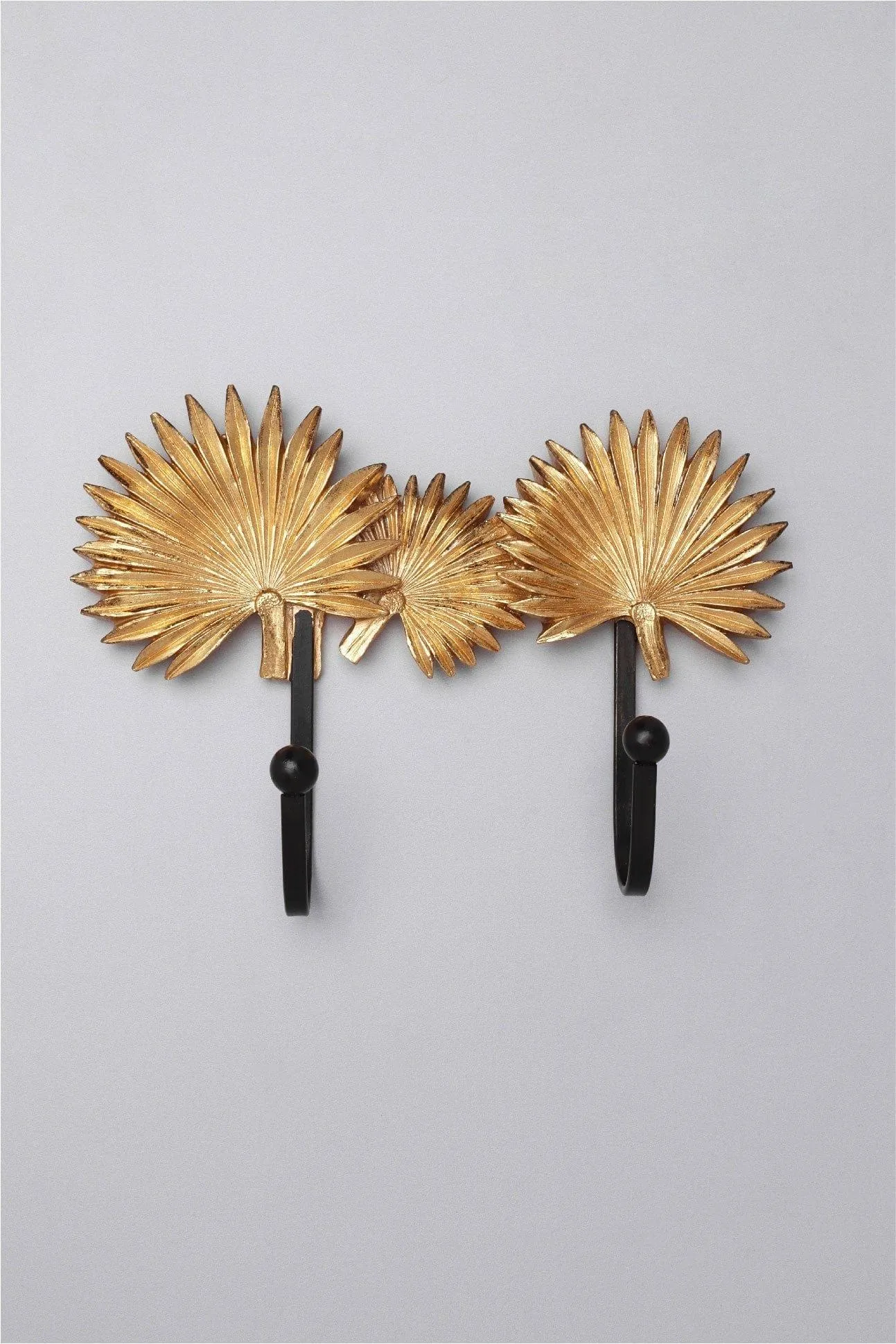 Gold Dust Double Palm Leaves Resin Wall Connected Coat Hooks