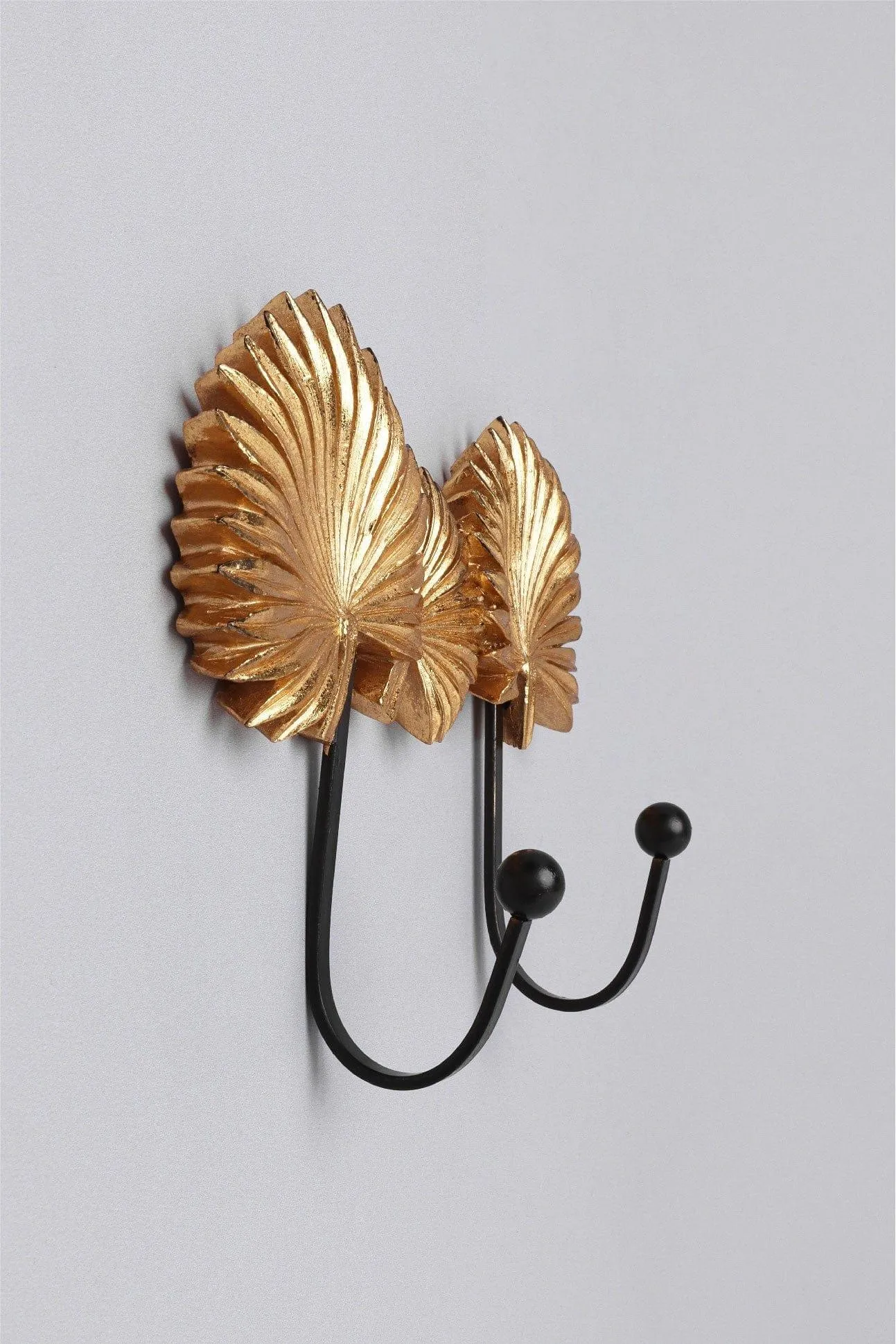 Gold Dust Double Palm Leaves Resin Wall Connected Coat Hooks