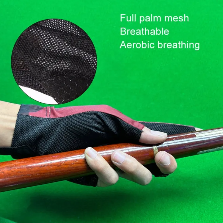 GUTENG Three Finger Thin Breathable Wear-Resistant Non-Slip Snooker Billiard Gloves, Style: Left Hand Half Finger (Printed Red)