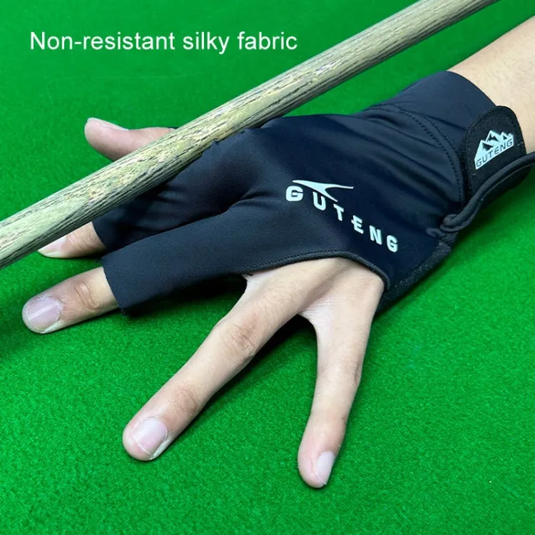 GUTENG Three Finger Thin Breathable Wear-Resistant Non-Slip Snooker Billiard Gloves, Style: Left Hand Half Finger (Printed Red)