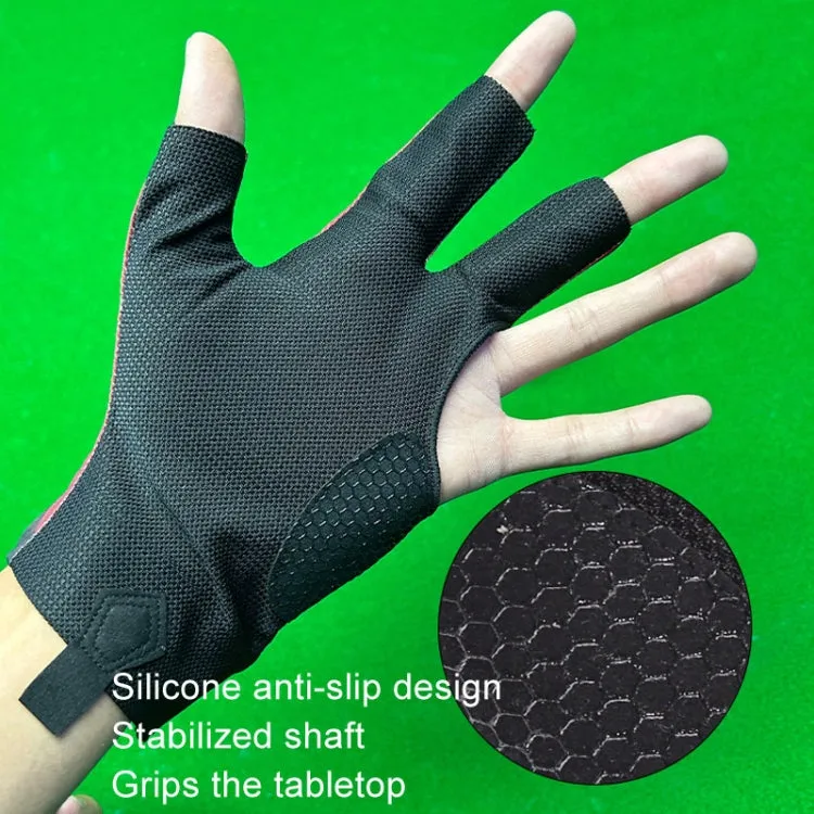 GUTENG Three Finger Thin Breathable Wear-Resistant Non-Slip Snooker Billiard Gloves, Style: Left Hand Half Finger (Printed Red)