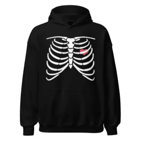 Halloween Hoodie Bones And Heart Midweight Ultra Soft Blended Cotton Pullover