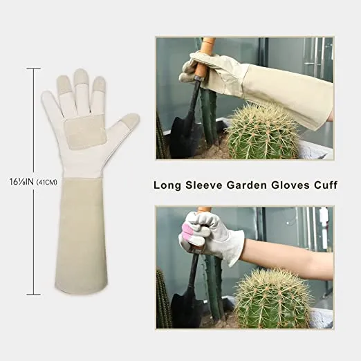 Handlandy Long Cuff Gardening Gloves, Rose Pruning Thorn-proof Gloves 1601 (12 Pairs)