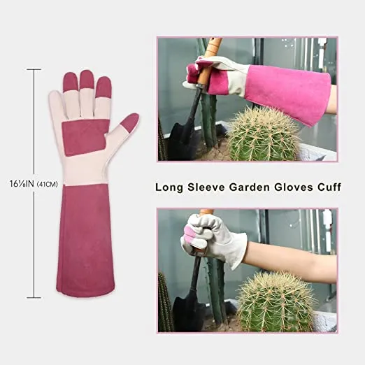 Handlandy Long Cuff Gardening Gloves, Rose Pruning Thorn-proof Gloves 1601 (12 Pairs)