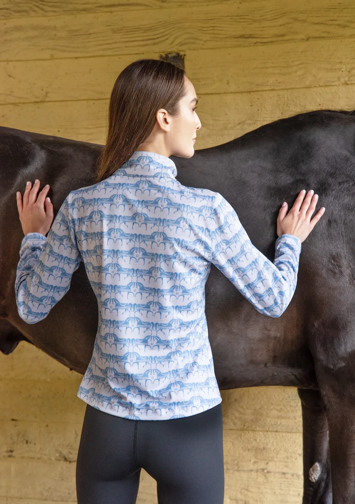 Harmony Quarter Zip Steed Print | Long Sleeve | Sky