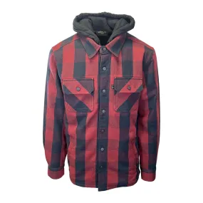 HD Branded Men's Red Plaid Hoodie Skull Buffalo Check Shirt Jacket (S78)