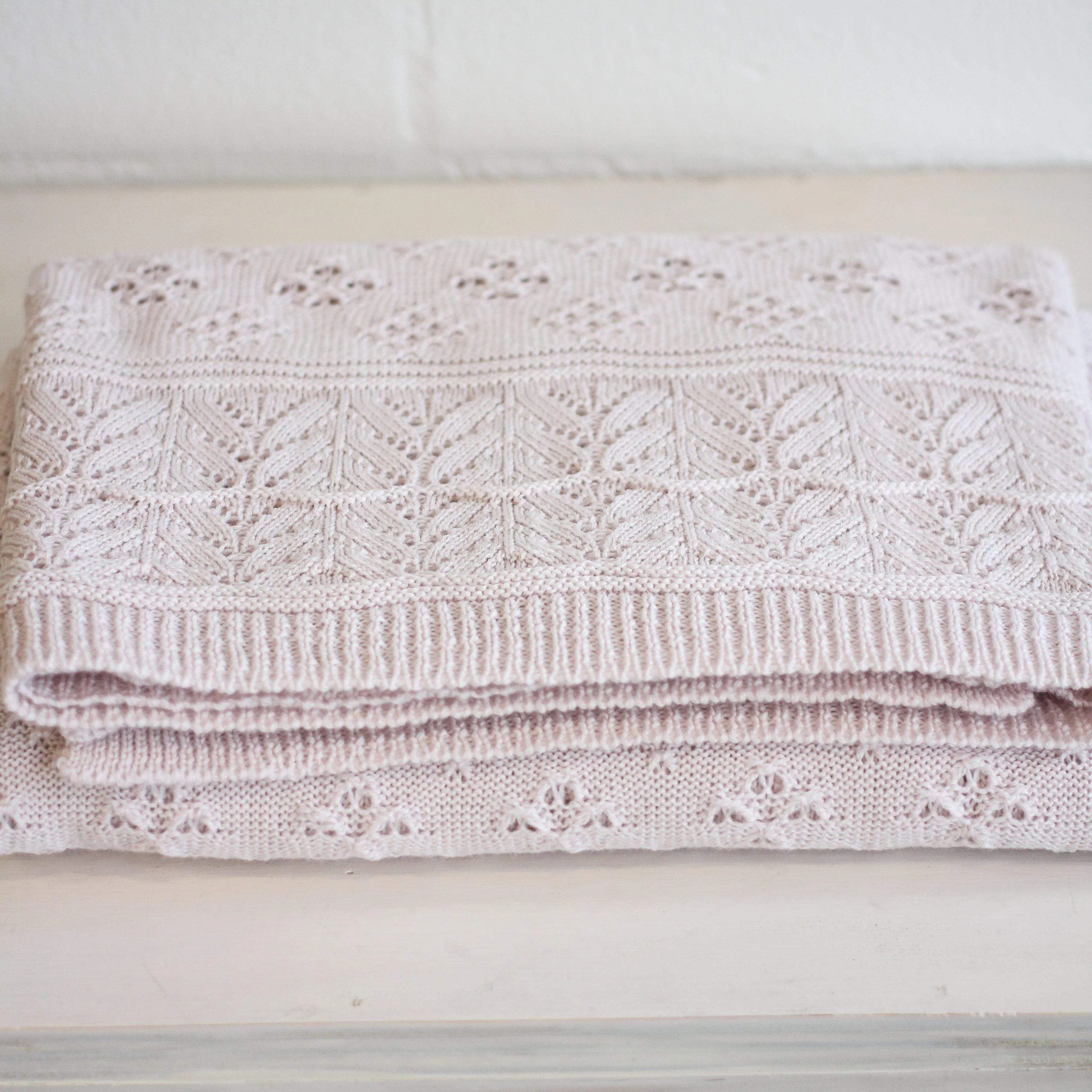 Heirloom Baby Vintage Inspired Merino Baby Shawl - Dusty Pink