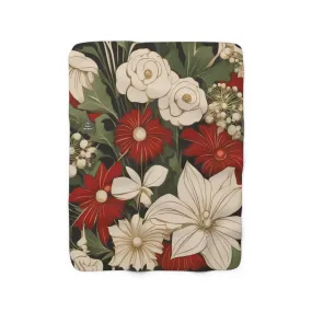 Holiday Flowers, Sherpa Fleece Blanket for Cozy Warmth, 50"x60"