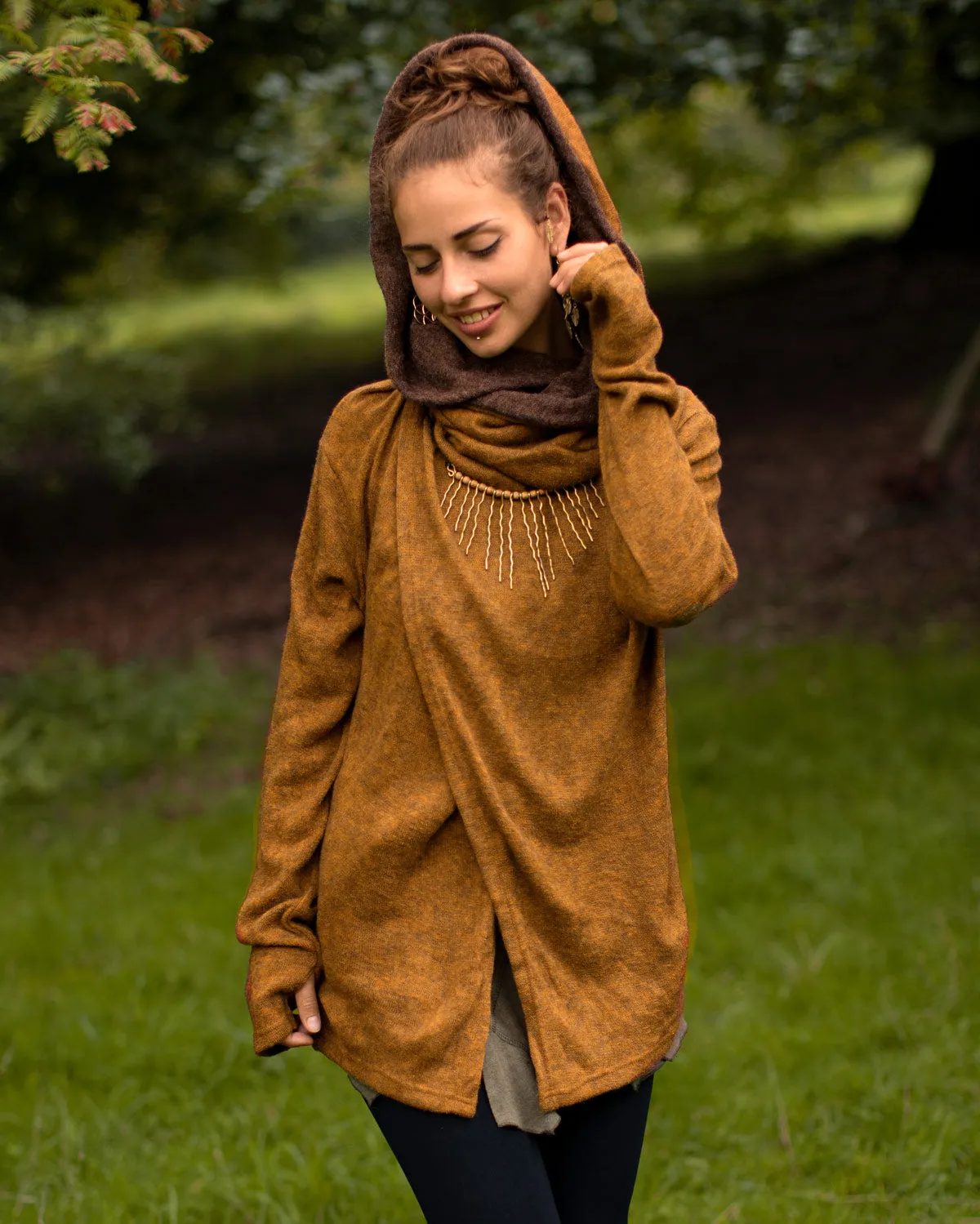 Hooded Cardigan Jacket Camel