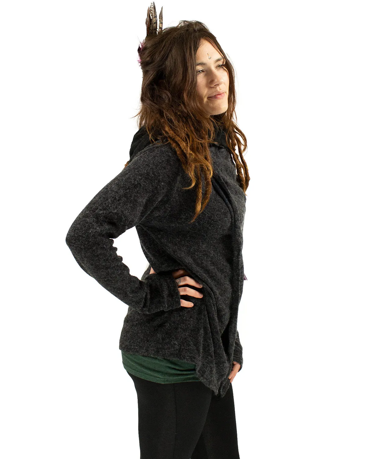 Hooded Cardigan Jacket Charcoal