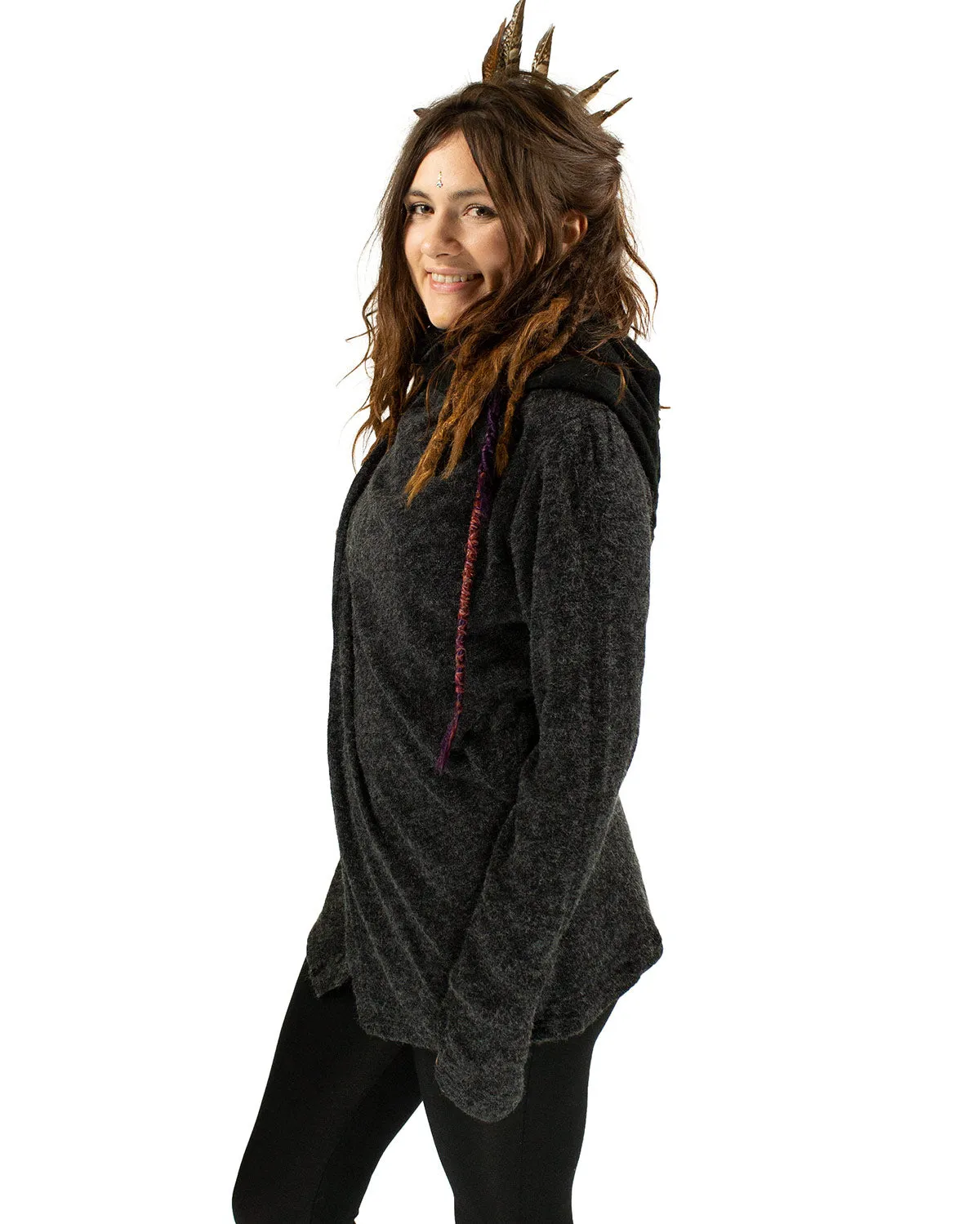 Hooded Cardigan Jacket Charcoal