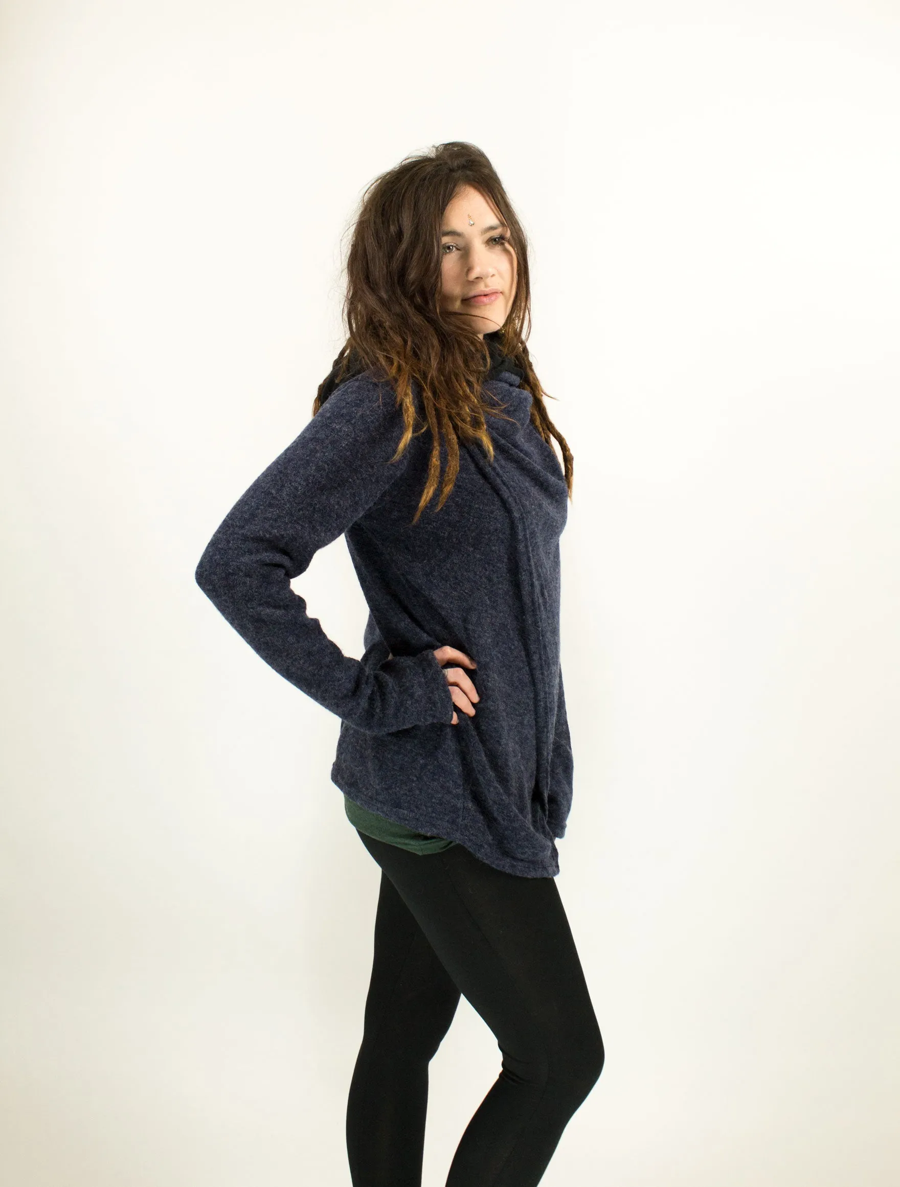 Hooded Cardigan Jacket Navy Blue