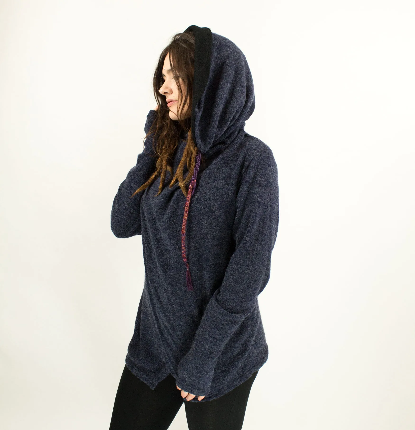 Hooded Cardigan Jacket Navy Blue