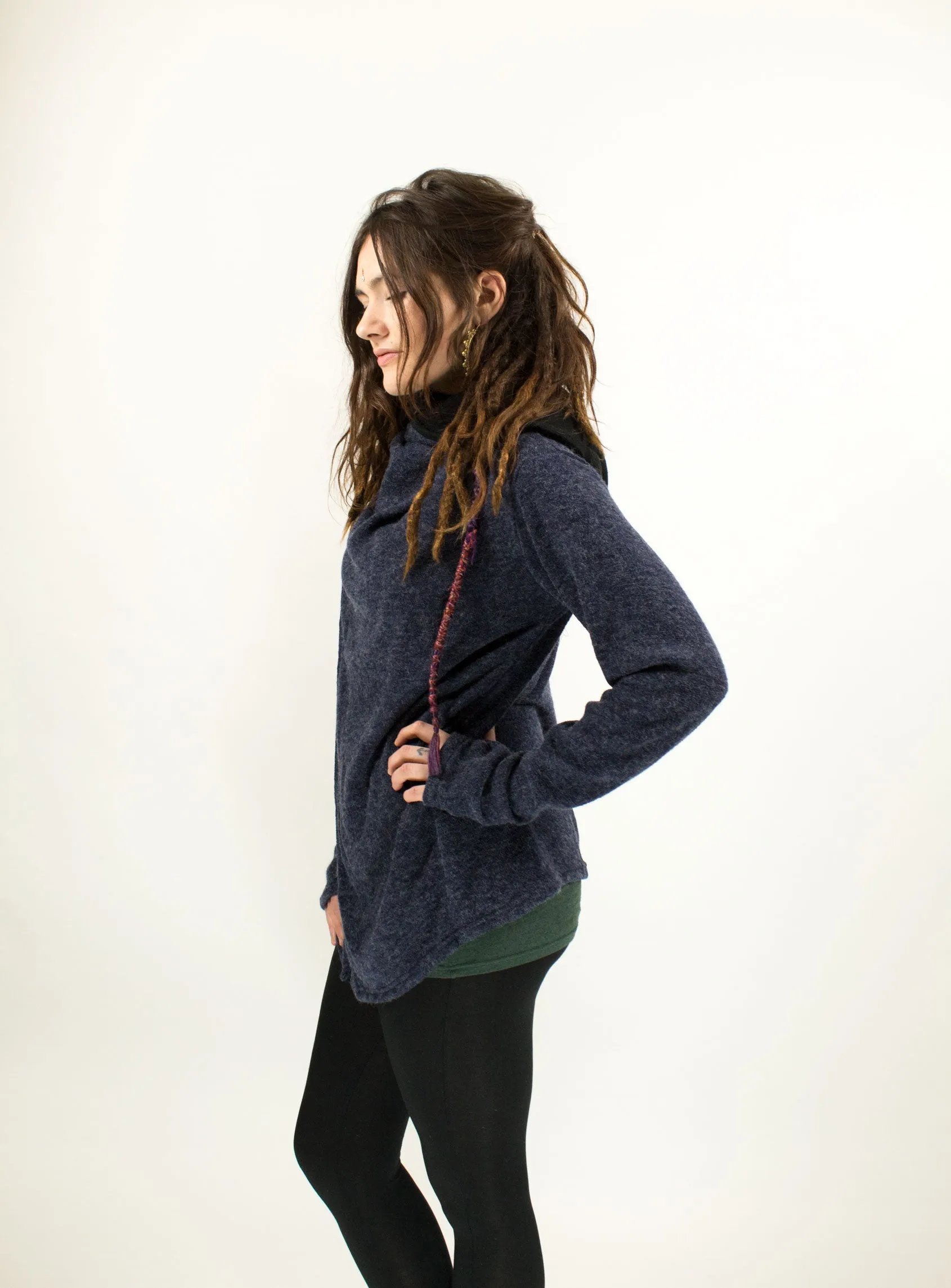 Hooded Cardigan Jacket Navy Blue