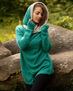 Hooded Cardigan Jacket Turquoise