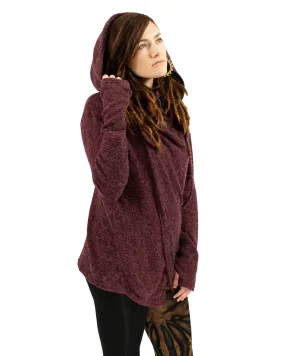 Hooded Cardigan Jacket Wine Red