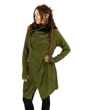 HOODED LONG CARDIGAN JACKET FOREST GREEN