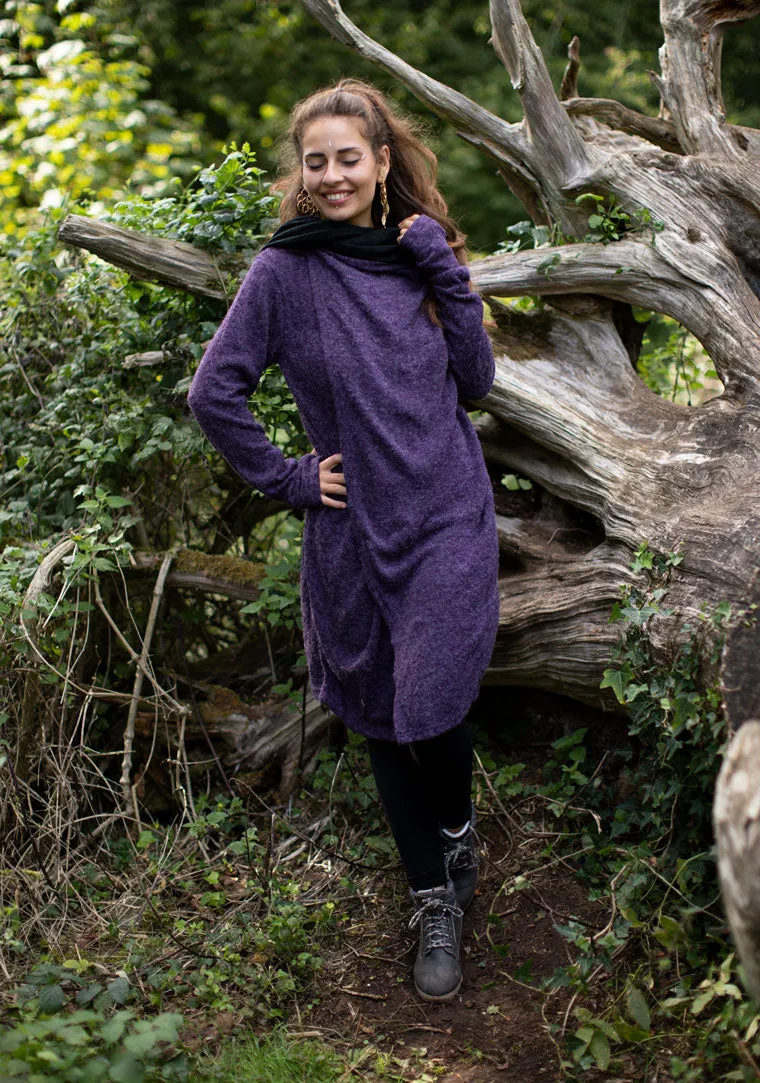 HOODED LONG CARDIGAN JACKET PURPLE