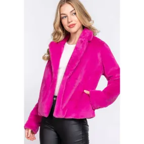 HOT PINK FAUX FUR BLAZER/JACKET