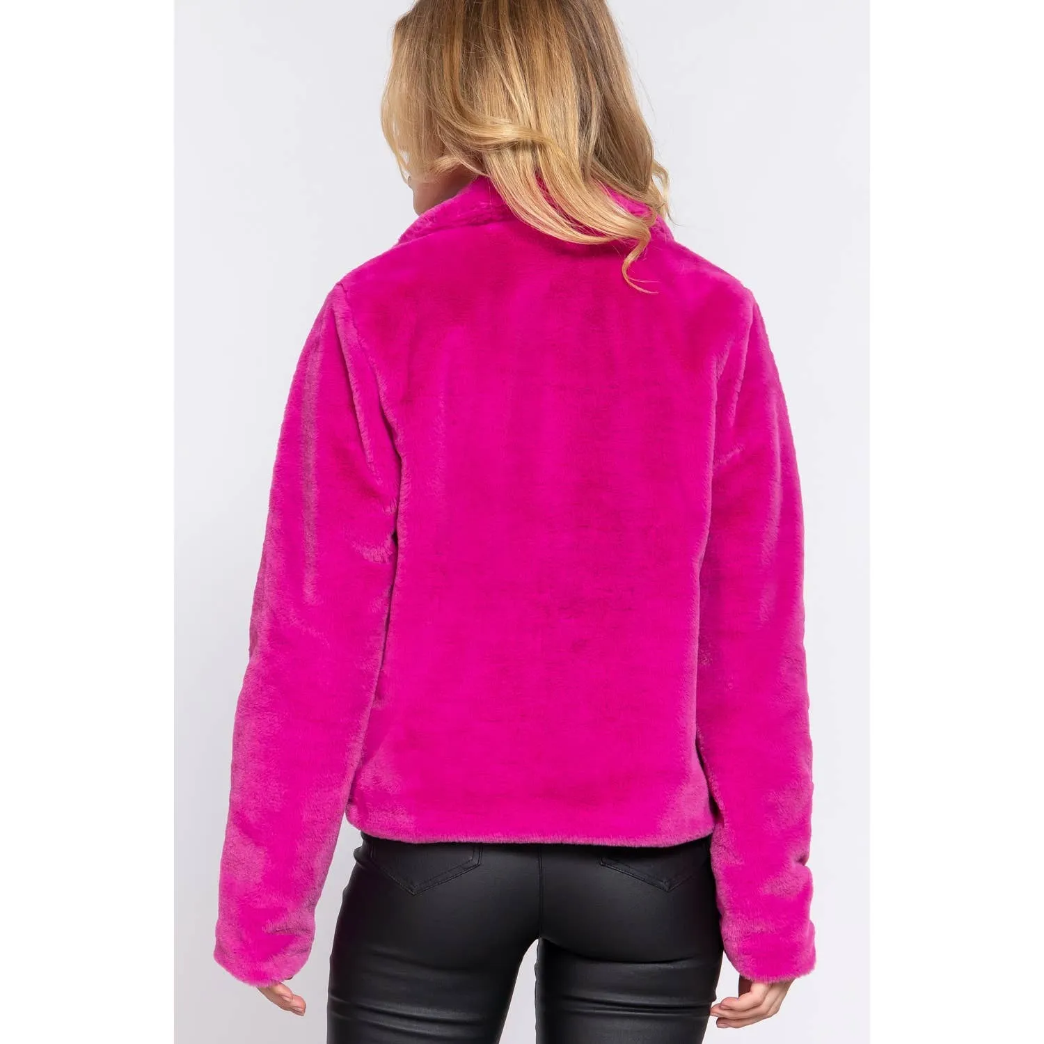 HOT PINK FAUX FUR BLAZER/JACKET