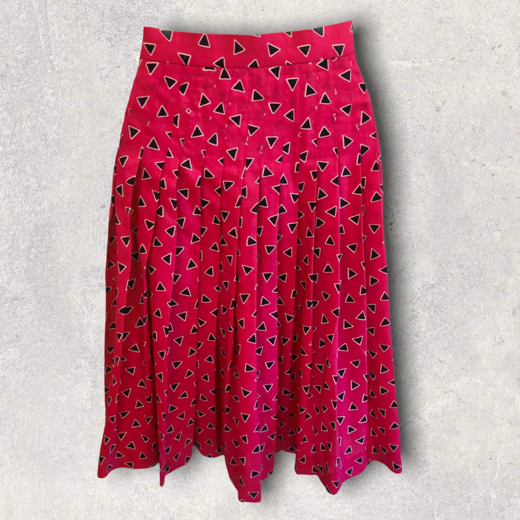 Jaeger Vintage Hot Pink Pleated Wool Skirt UK 6 US 2 EU 34