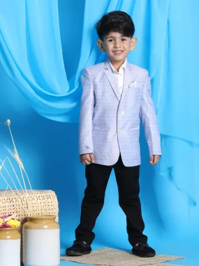 Jashvi Boy's Lavender Woven Design Blazer