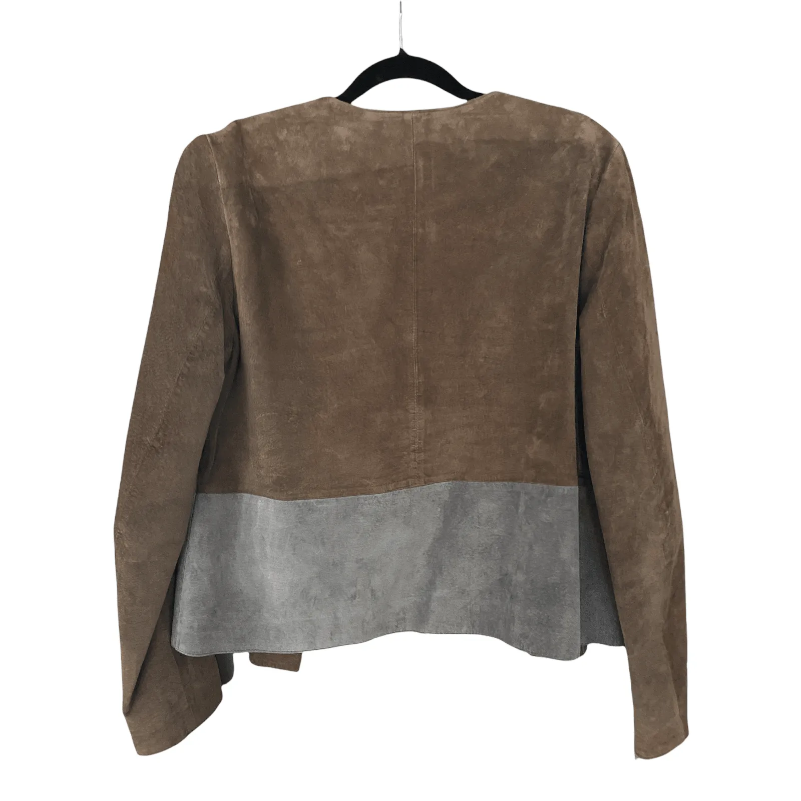 Jigsaw Suede Jacket Round Neck Taupe and Grey UK Size 10